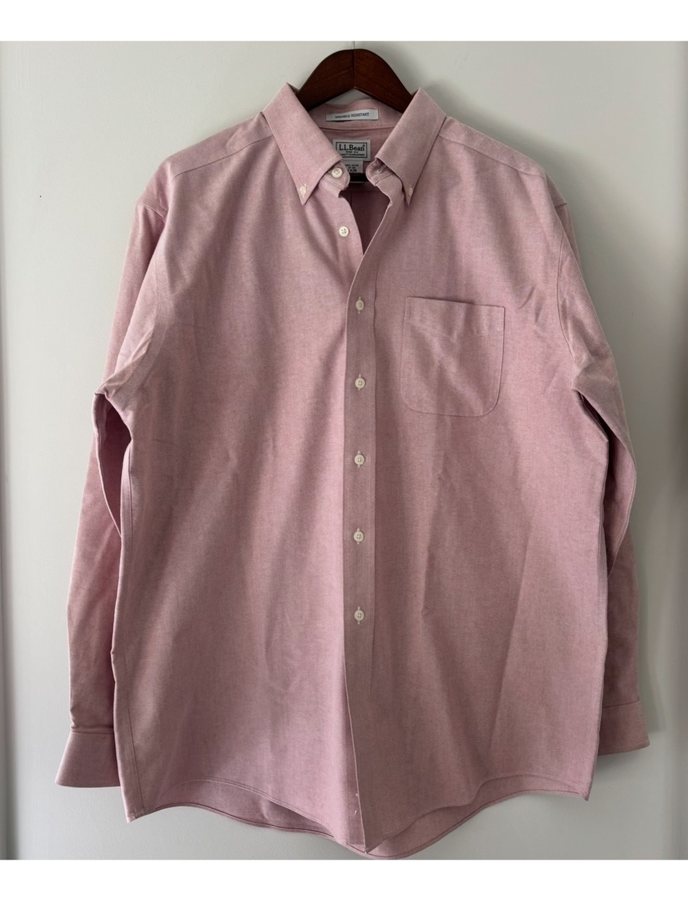 L.L.Bean Men’s Pink Oxford Button Down Shirt 17-35 XL Wrinkle Resistant